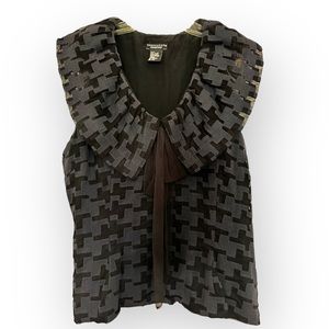 Stunning Doncaster sleeveless blouse with tie-Navy and Black Tulle-Size 10